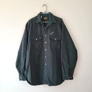 Eddie Bauer Vintage Mens Heavy Chamois Flannel Hunting Shirt Embroidered Duck XL